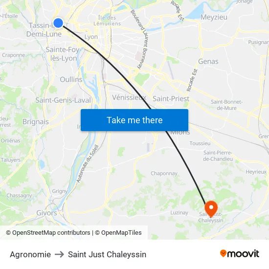 Agronomie to Saint Just Chaleyssin map