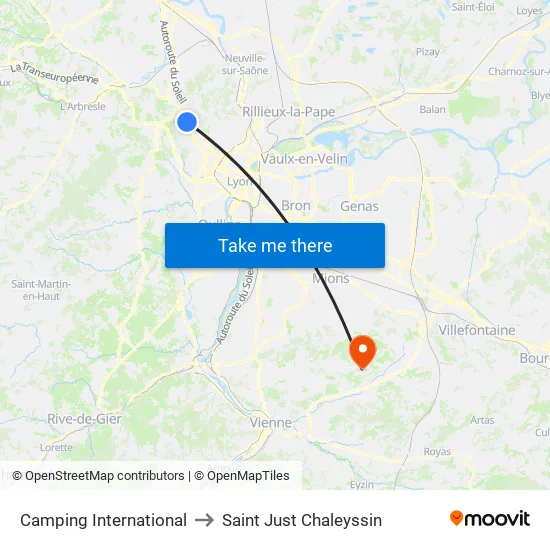 Camping International to Saint Just Chaleyssin map
