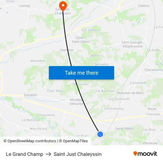 Le Grand Champ to Saint Just Chaleyssin map