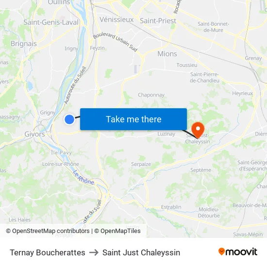 Ternay Boucherattes to Saint Just Chaleyssin map