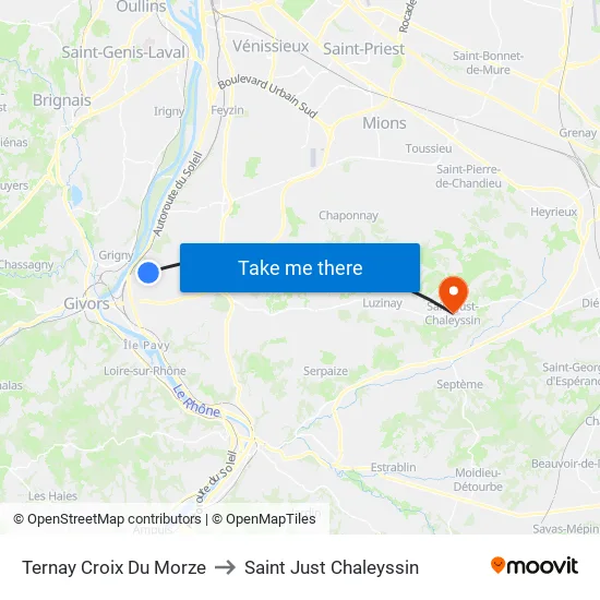 Ternay Croix Du Morze to Saint Just Chaleyssin map
