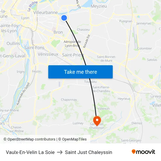 Vaulx-En-Velin La Soie to Saint Just Chaleyssin map