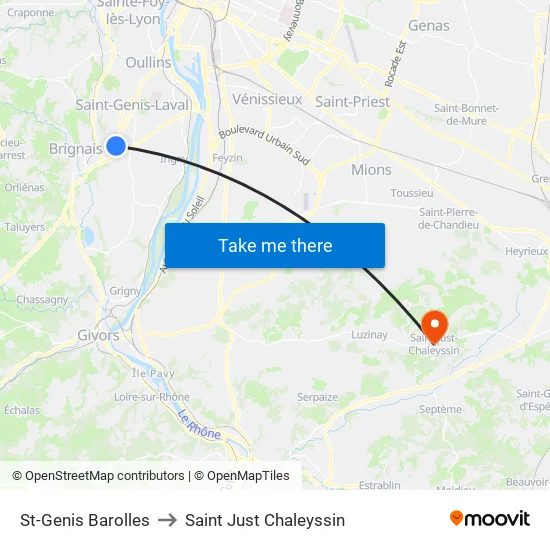 St-Genis Barolles to Saint Just Chaleyssin map