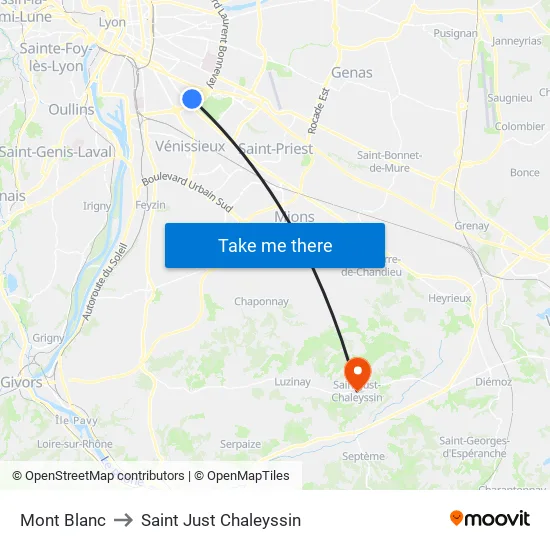 Mont Blanc to Saint Just Chaleyssin map