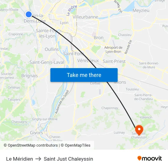 Le Méridien to Saint Just Chaleyssin map