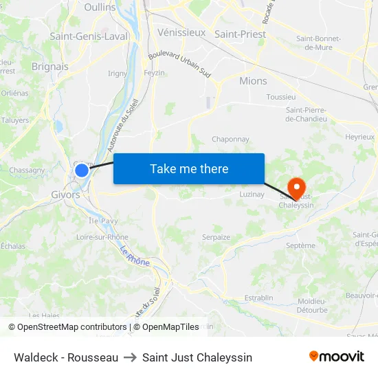 Waldeck-Rousseau to Saint Just Chaleyssin map