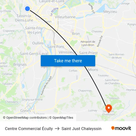 Centre Commercial Écully to Saint Just Chaleyssin map
