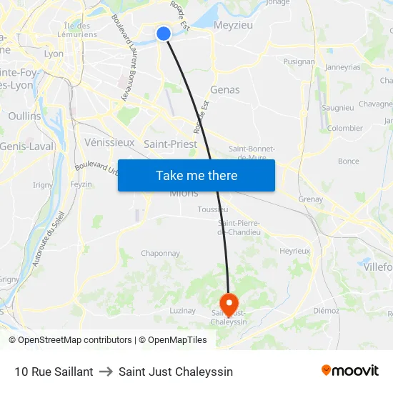 10 Rue Saillant to Saint Just Chaleyssin map