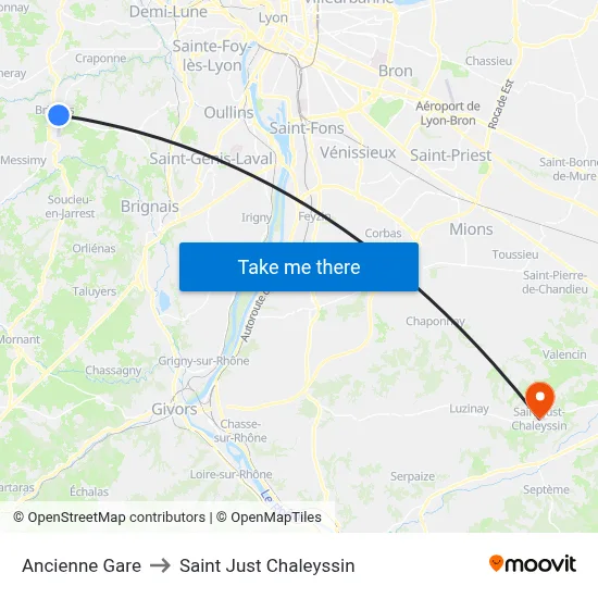 Ancienne Gare to Saint Just Chaleyssin map