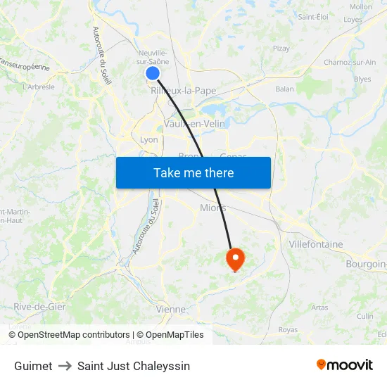 Guimet to Saint Just Chaleyssin map