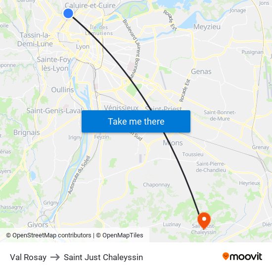 Val Rosay to Saint Just Chaleyssin map