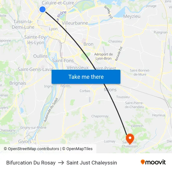 Bifurcation Du Rosay to Saint Just Chaleyssin map