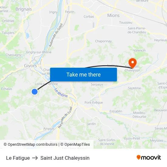 Le Fatigue to Saint Just Chaleyssin map
