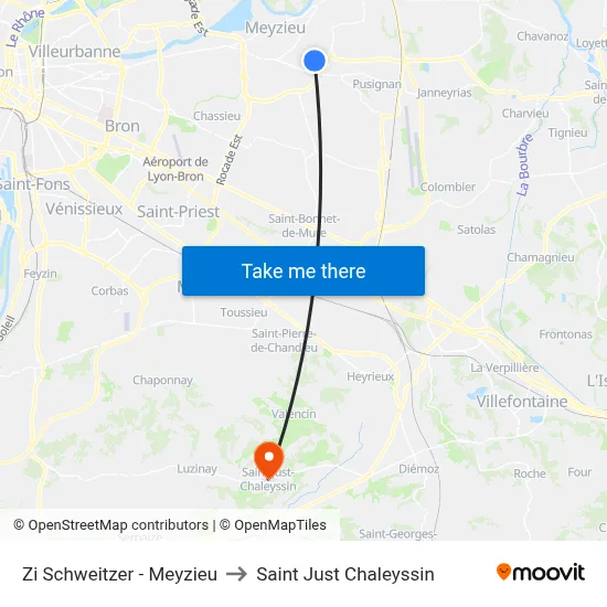 Zi Schweitzer - Meyzieu to Saint Just Chaleyssin map