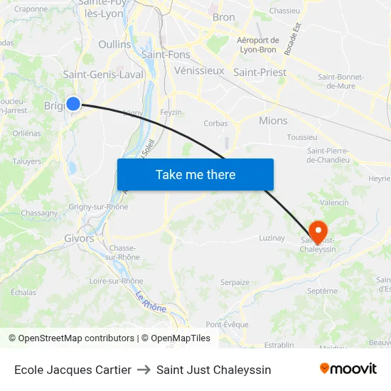 Ecole Jacques Cartier to Saint Just Chaleyssin map