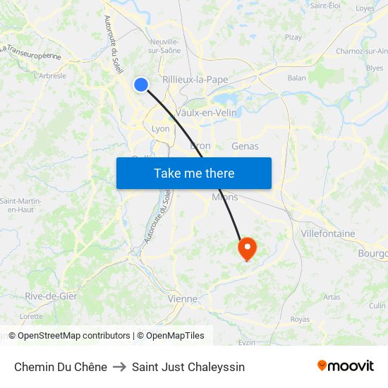 Chemin Du Chêne to Saint Just Chaleyssin map