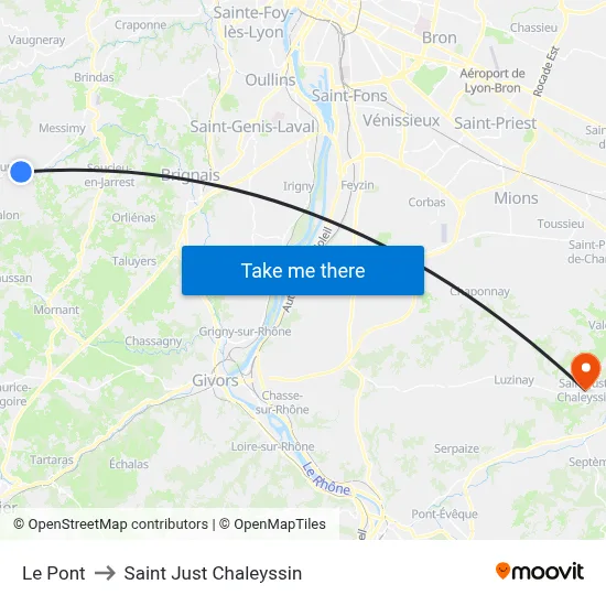 Le Pont to Saint Just Chaleyssin map