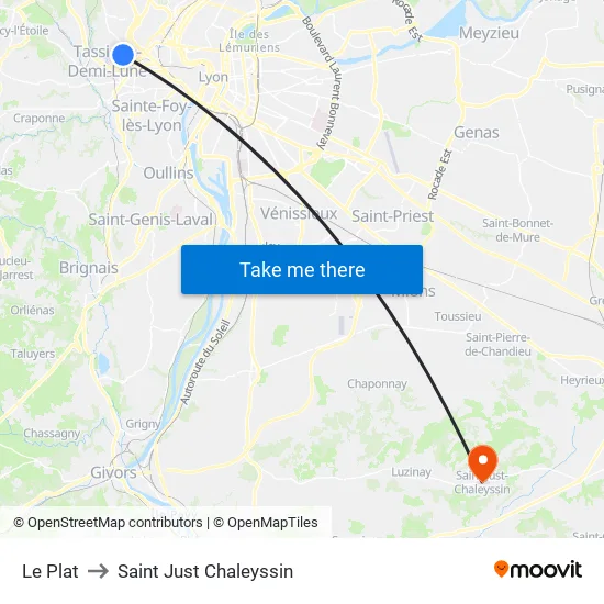 Le Plat to Saint Just Chaleyssin map