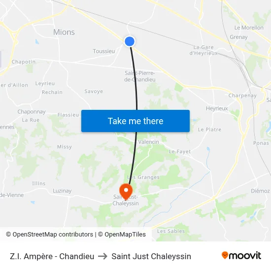 Z.I. Ampère - Chandieu to Saint Just Chaleyssin map