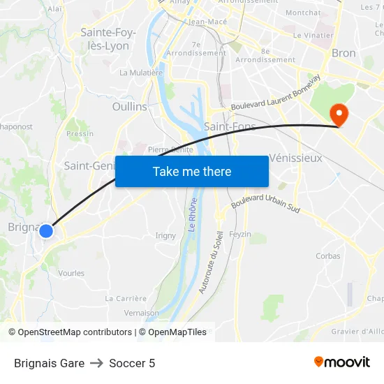 Brignais Gare to Soccer 5 map
