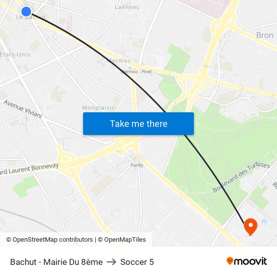 Bachut - Mairie Du 8ème to Soccer 5 map