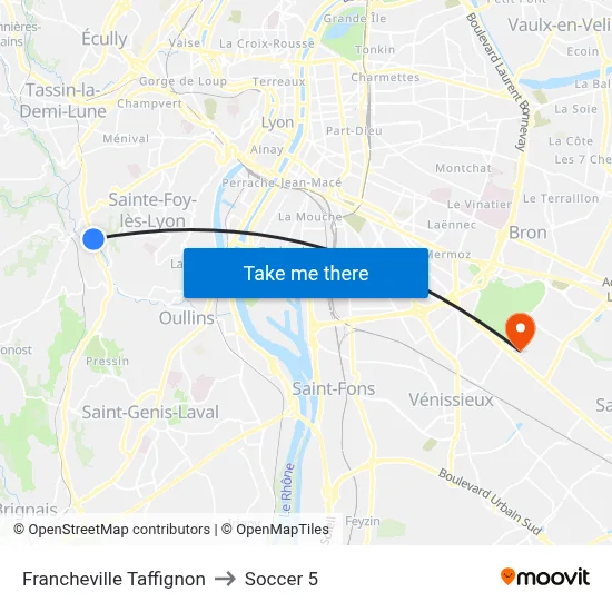 Francheville Taffignon to Soccer 5 map