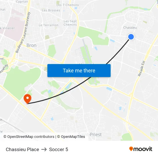 Chassieu Place to Soccer 5 map