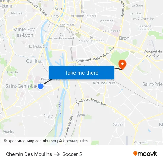 Chemin Des Moulins to Soccer 5 map