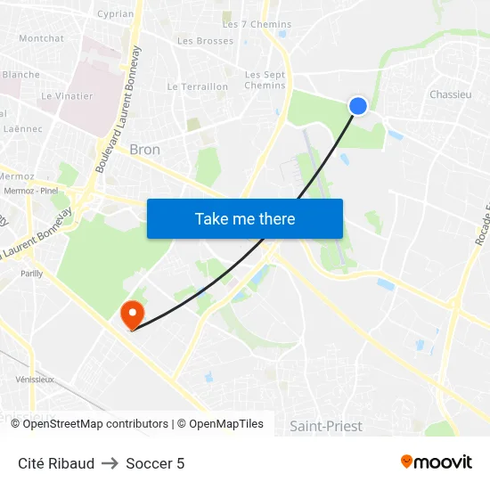 Cité Ribaud to Soccer 5 map