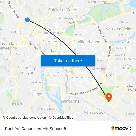 Duchère Capucines to Soccer 5 map