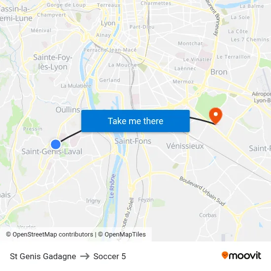 St Genis Gadagne to Soccer 5 map