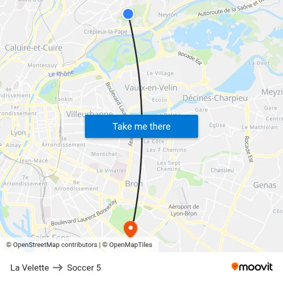 La Velette to Soccer 5 map