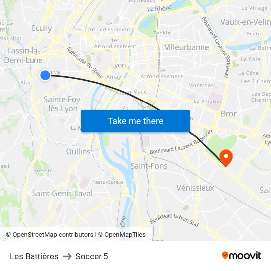Les Battières to Soccer 5 map