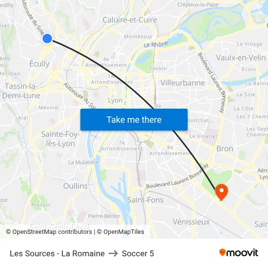 Les Sources - La Romaine to Soccer 5 map