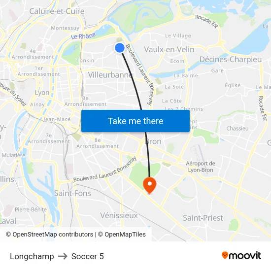 Longchamp to Soccer 5 map