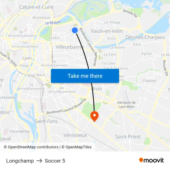 Longchamp to Soccer 5 map