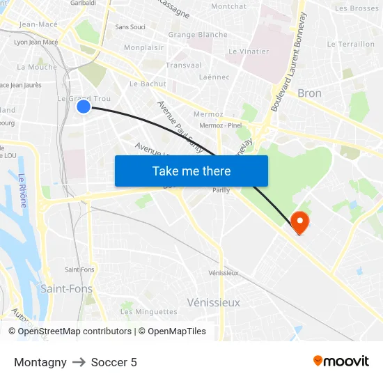 Montagny to Soccer 5 map