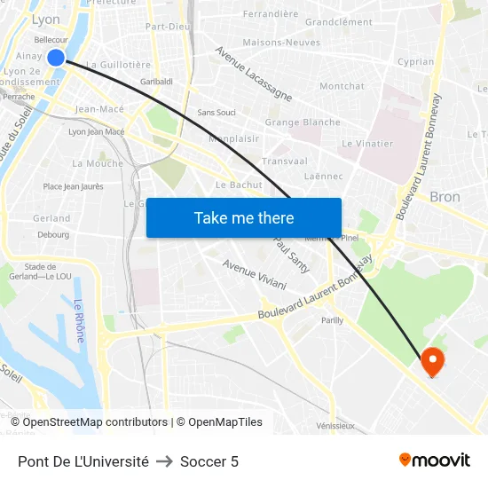 Pont De L'Université to Soccer 5 map