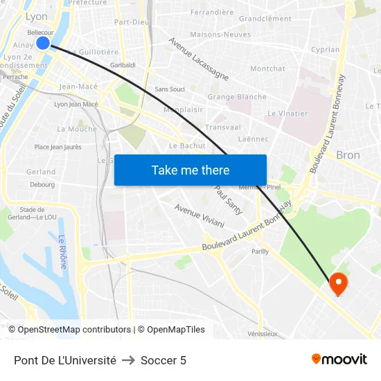 Pont De L'Université to Soccer 5 map