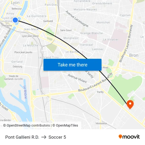 Pont Gallieni R.D. to Soccer 5 map