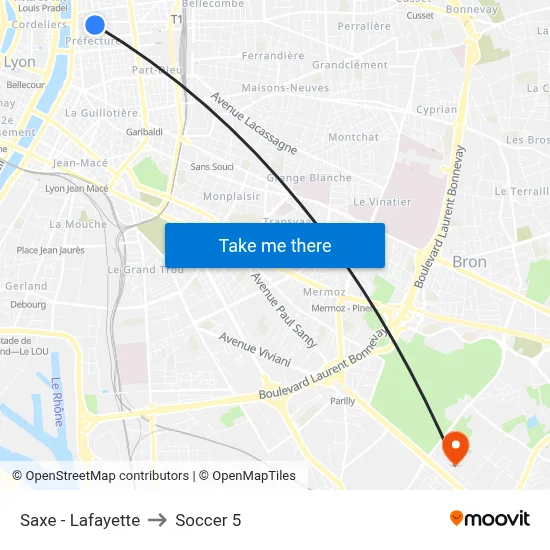 Saxe - Lafayette to Soccer 5 map
