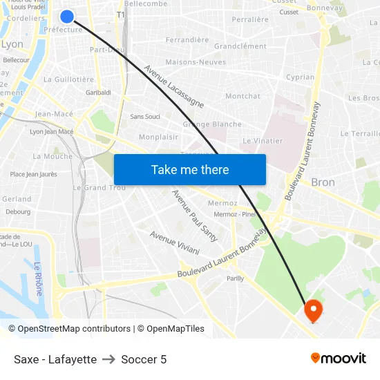 Saxe - Lafayette to Soccer 5 map