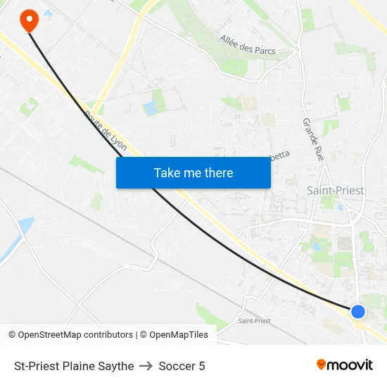 St-Priest Plaine Saythe to Soccer 5 map