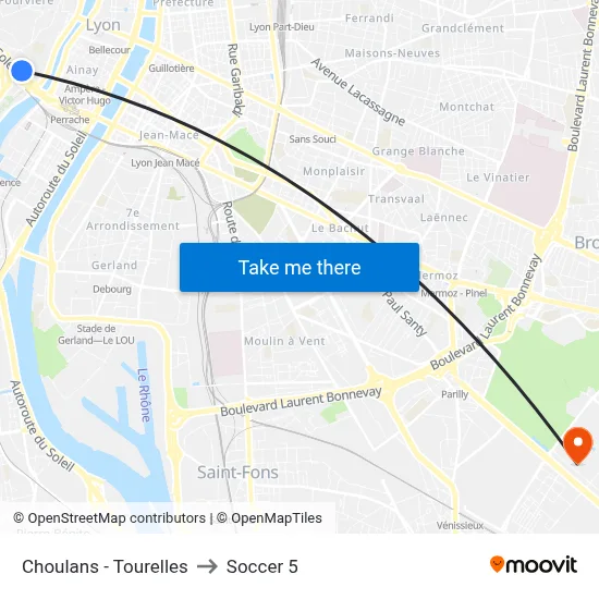 Choulans - Tourelles to Soccer 5 map