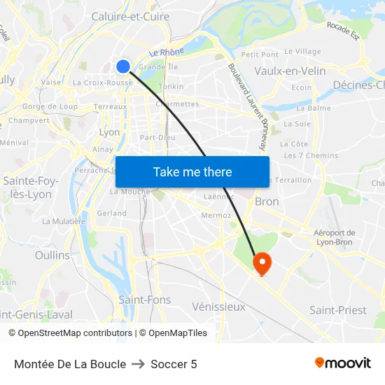 Montée De La Boucle to Soccer 5 map