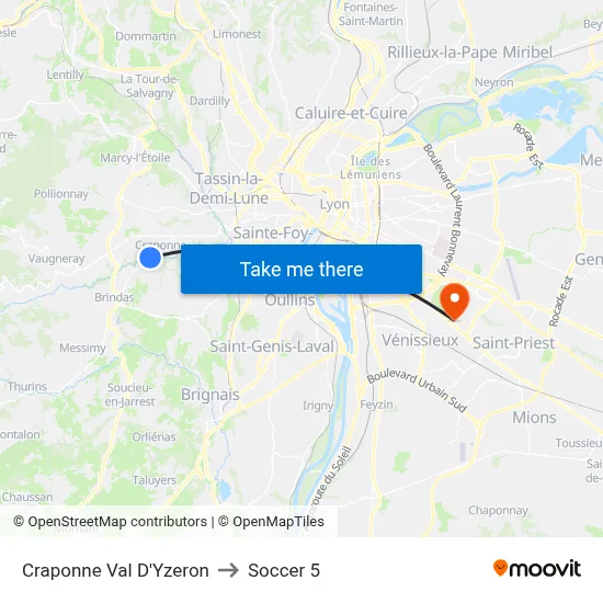 Craponne Val D'Yzeron to Soccer 5 map