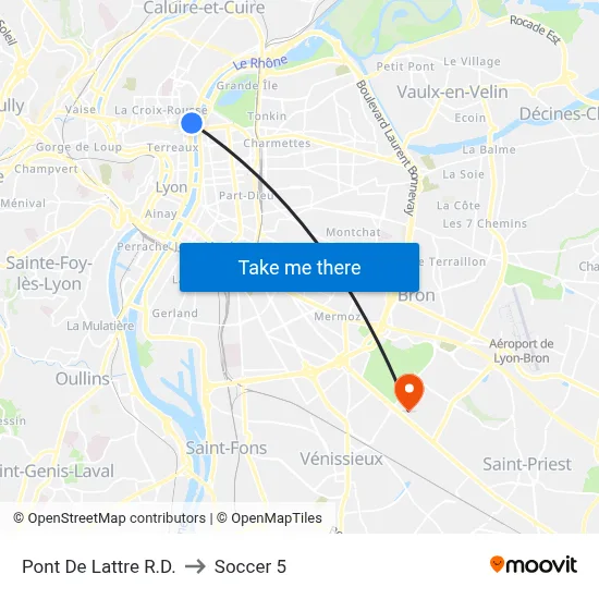 Pont De Lattre R.D. to Soccer 5 map