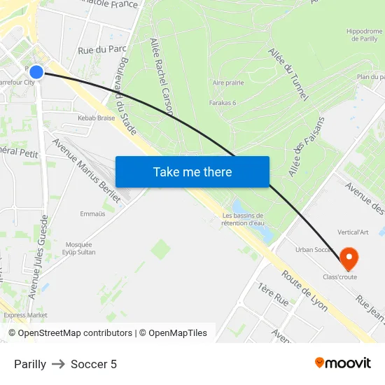 Parilly to Soccer 5 map