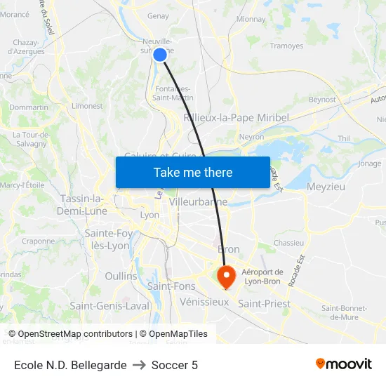 Ecole N.D. Bellegarde to Soccer 5 map
