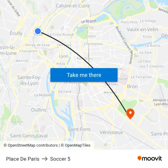 Place De Paris to Soccer 5 map